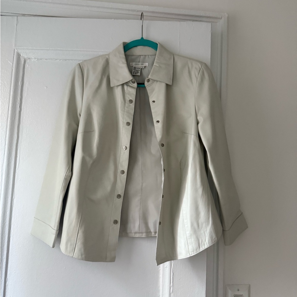 Women's Cream Leather Jacket